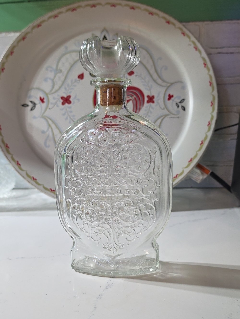 Schenley Clear Embossed Glass Decanter